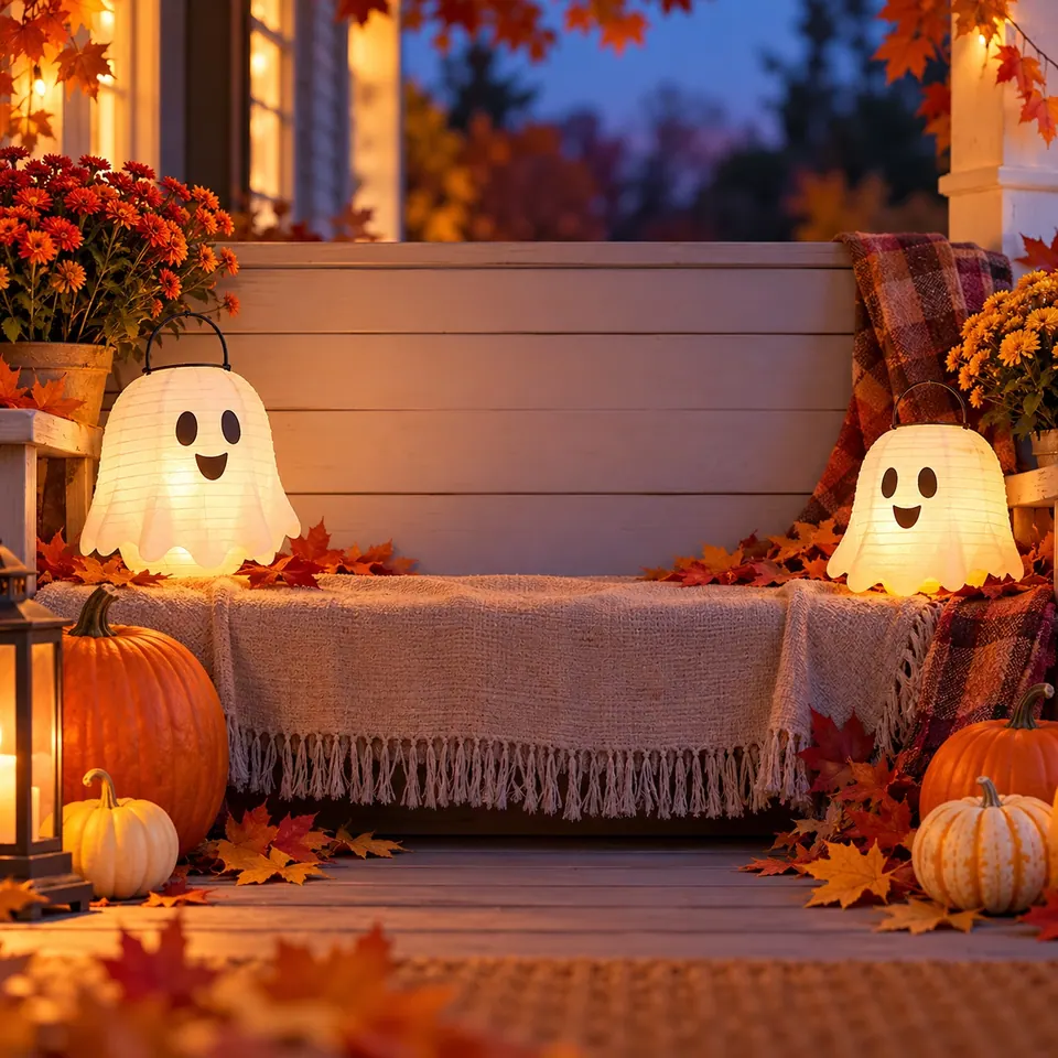 Friendly ghost-lantern social image: A square, family-friendly visual with room for a caption.