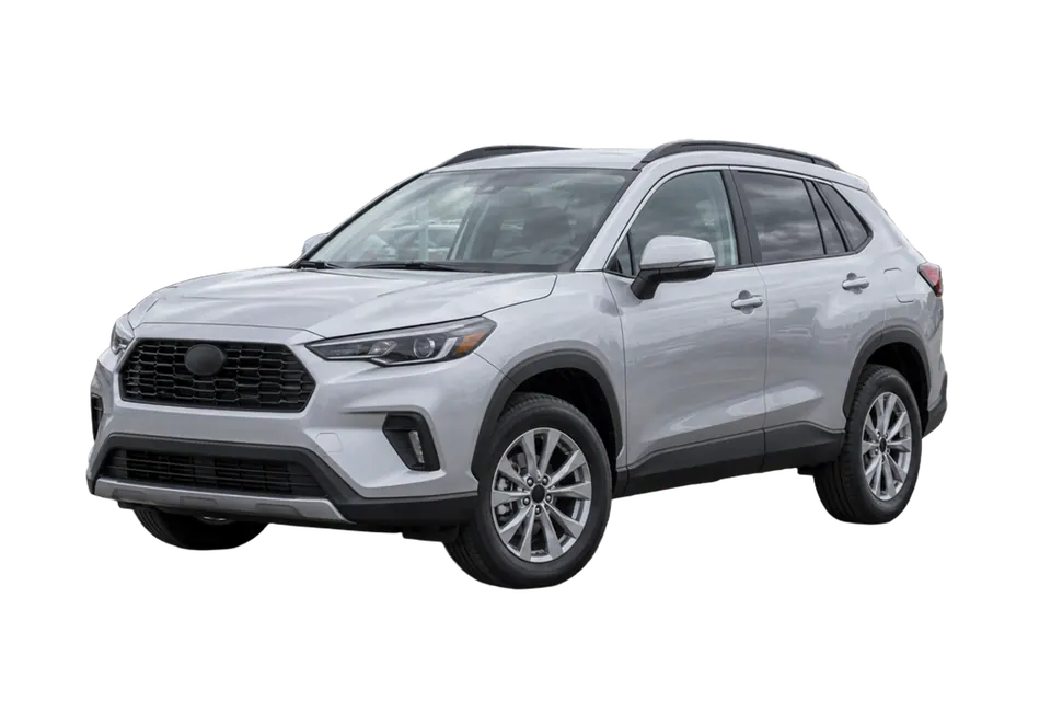 Actual transparent cutout of the silver SUV