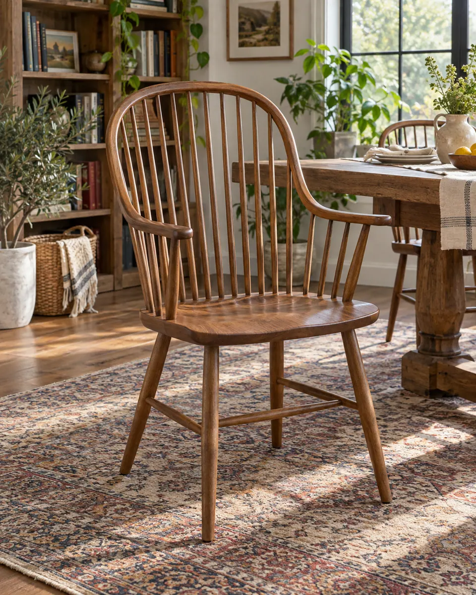 Source photo of a wooden spindle chair before background removal