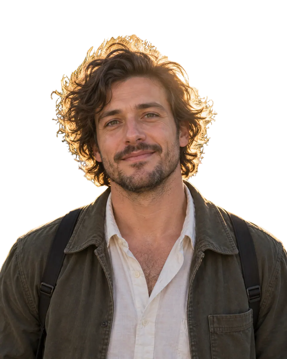 Actual transparent cutout of the backlit flyaway portrait