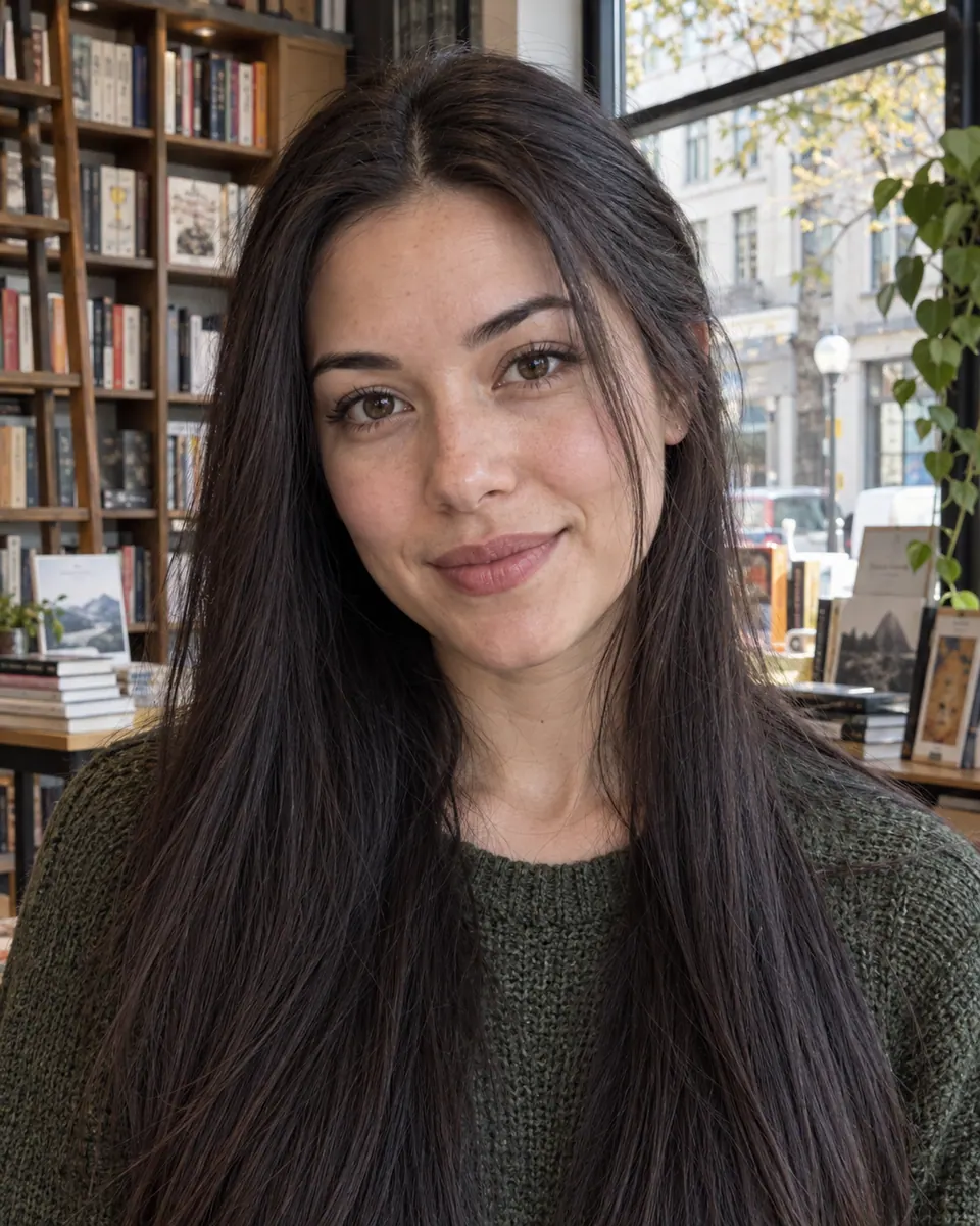 Source portrait with long straight hair before background removal