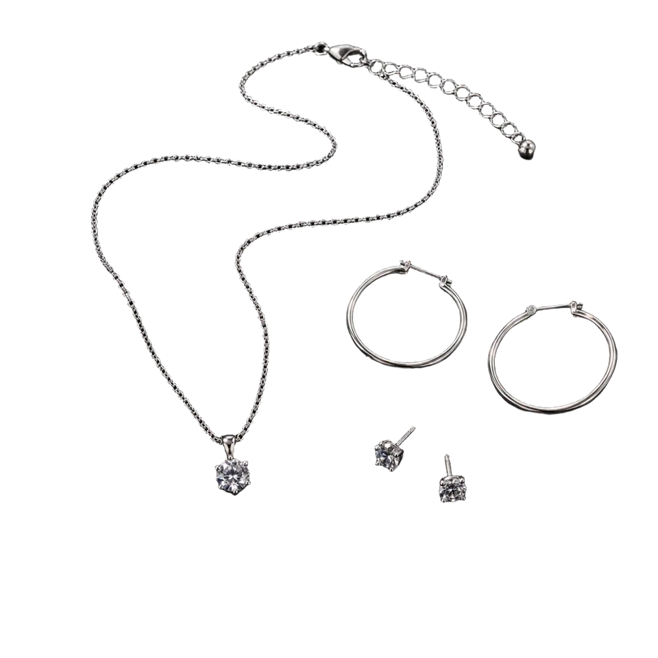Actual transparent cutout of the silver jewelry set