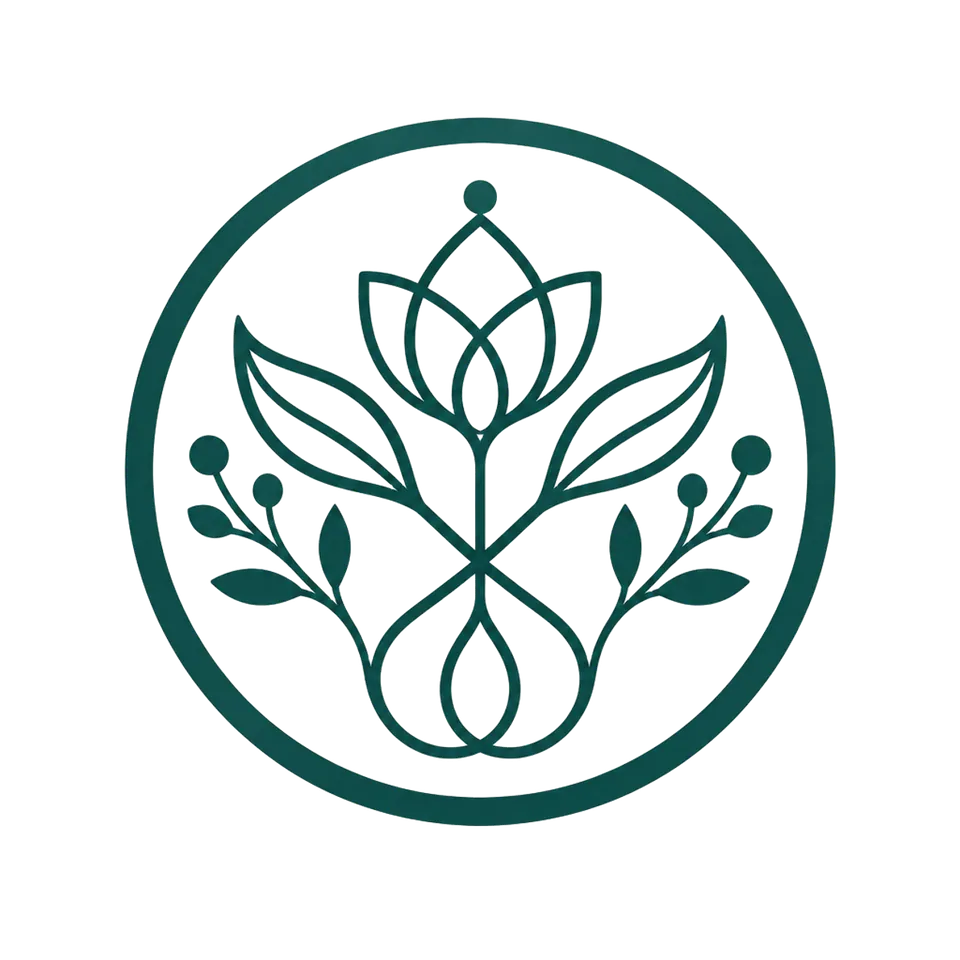 Actual transparent cutout of the fictional botanical logo