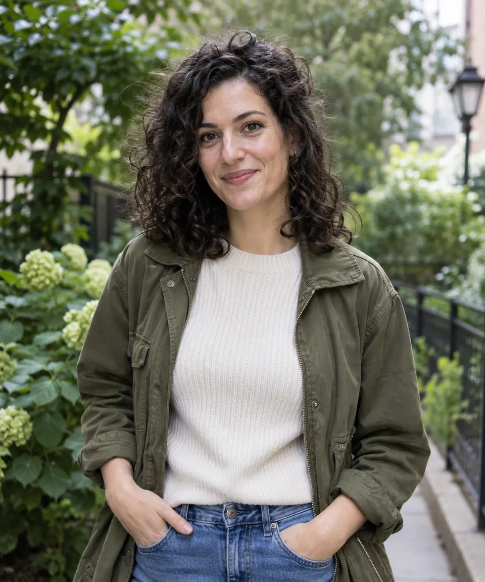 Source portrait with curly hair before background removal