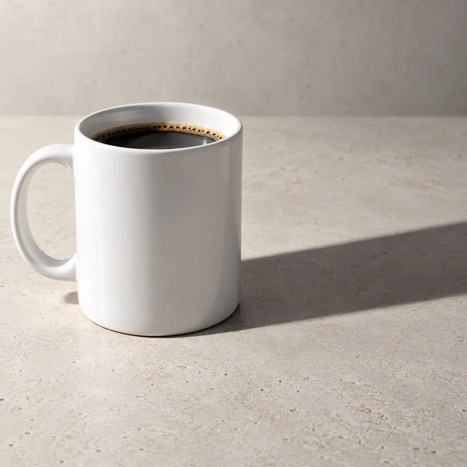 The same mug with the selected cast shadow reduced